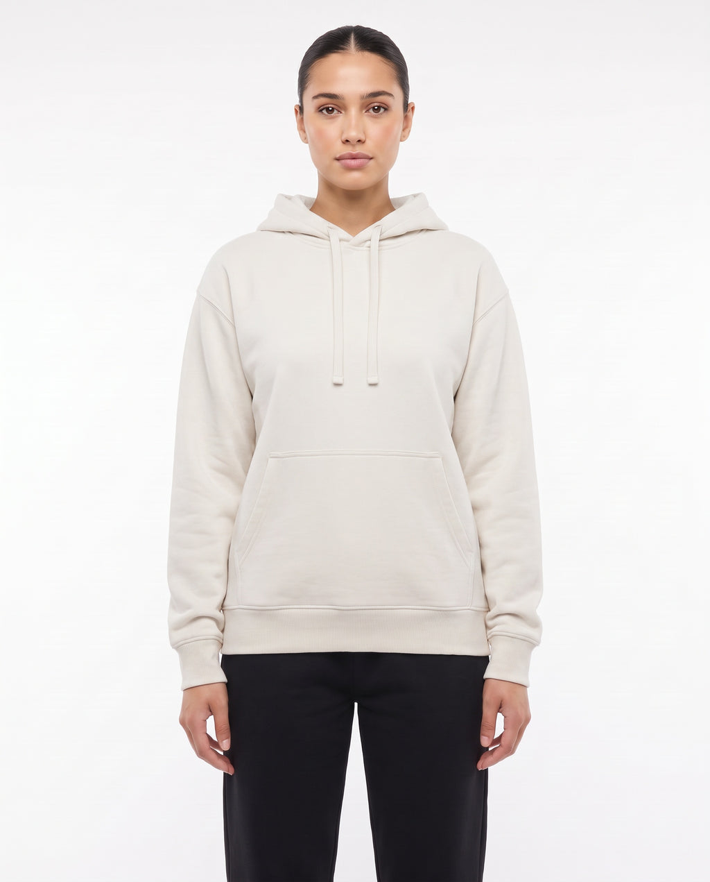 Women's Heavyweight Hoodie in Off White, front view