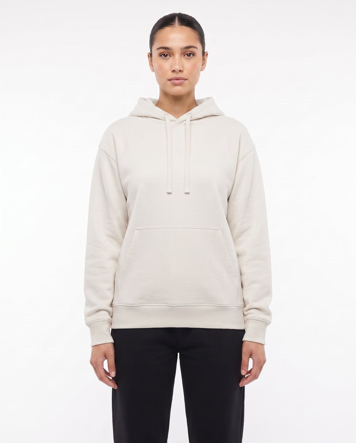 Women's Heavyweight Hoodie in Off White, front view
