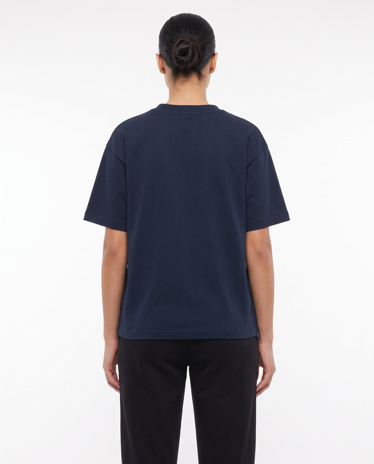 Women's Heavyweight Blank Tee in Navy, back view