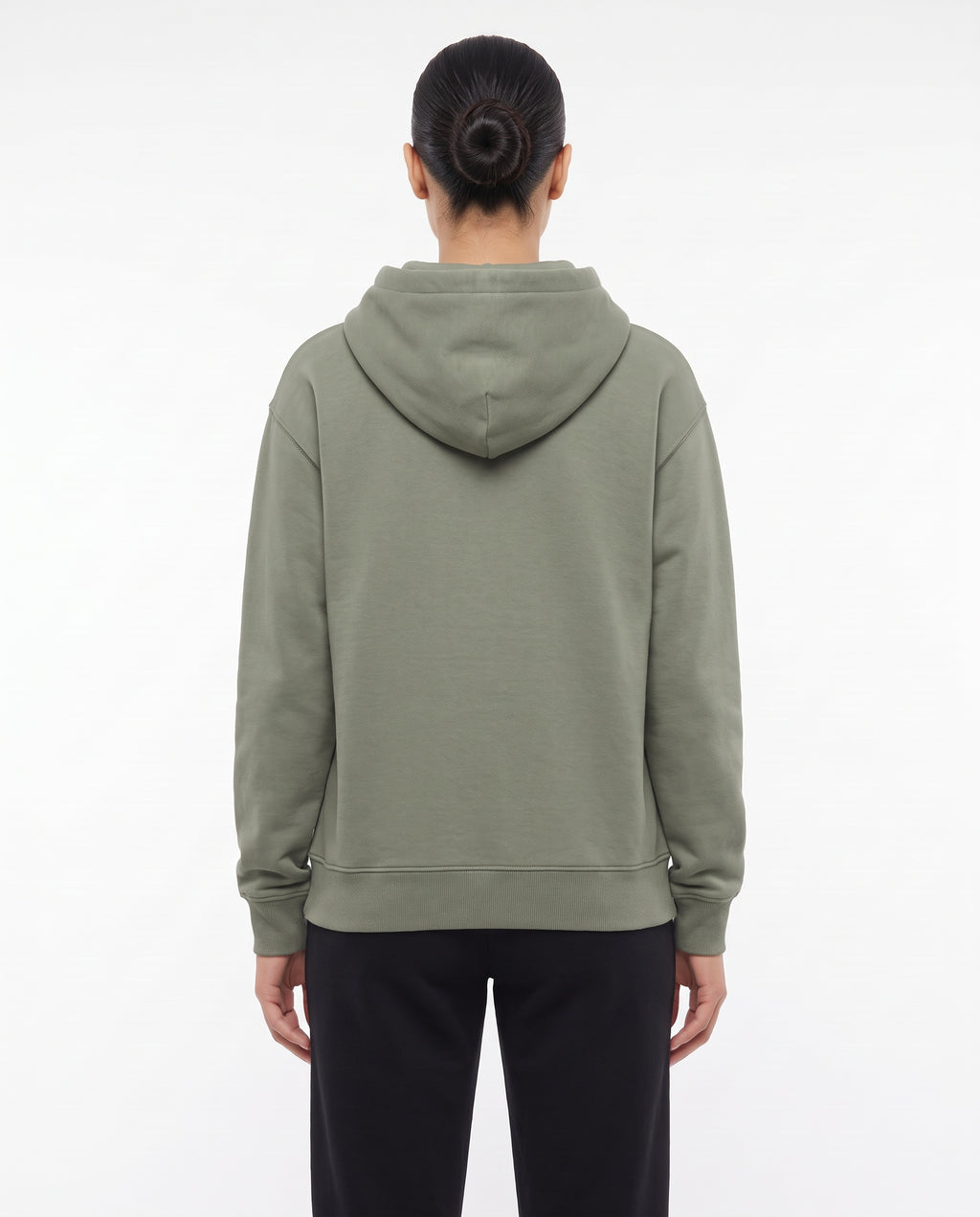 Women's Heavyweight Hoodie in Sage, back view