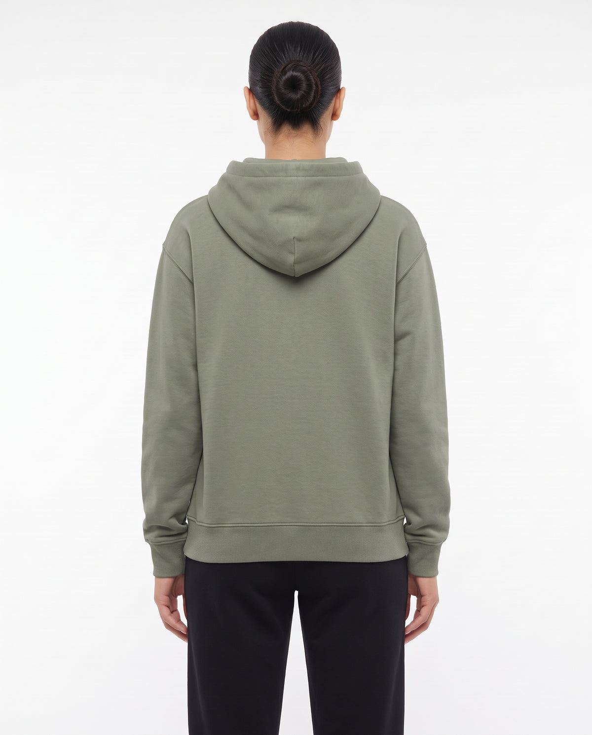 Women's Heavyweight Hoodie in Sage, back view