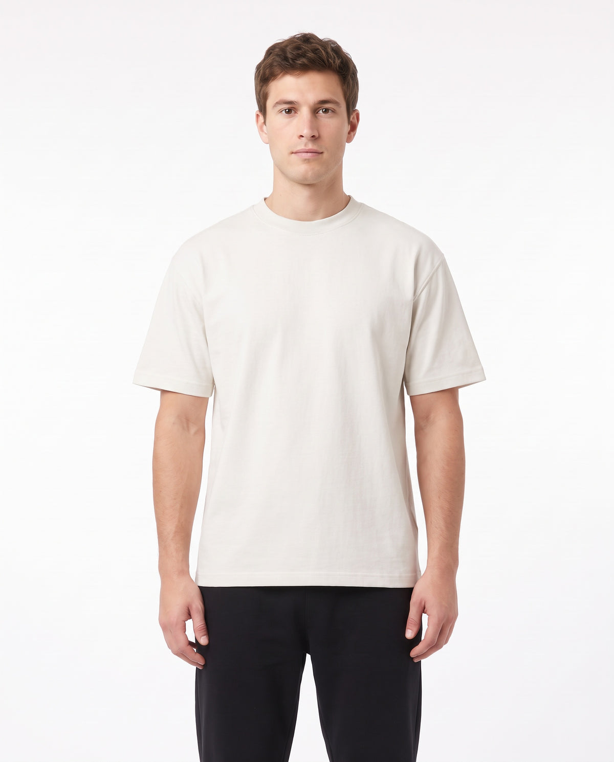 Men's Heavyweight Blank Tee in Off White, front view